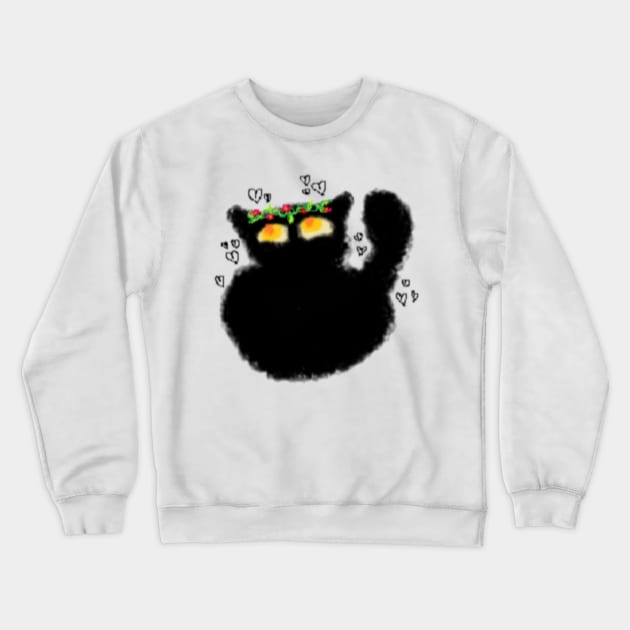 Flower Crown Cat 2 MS paint Crewneck Sweatshirt by Bingust